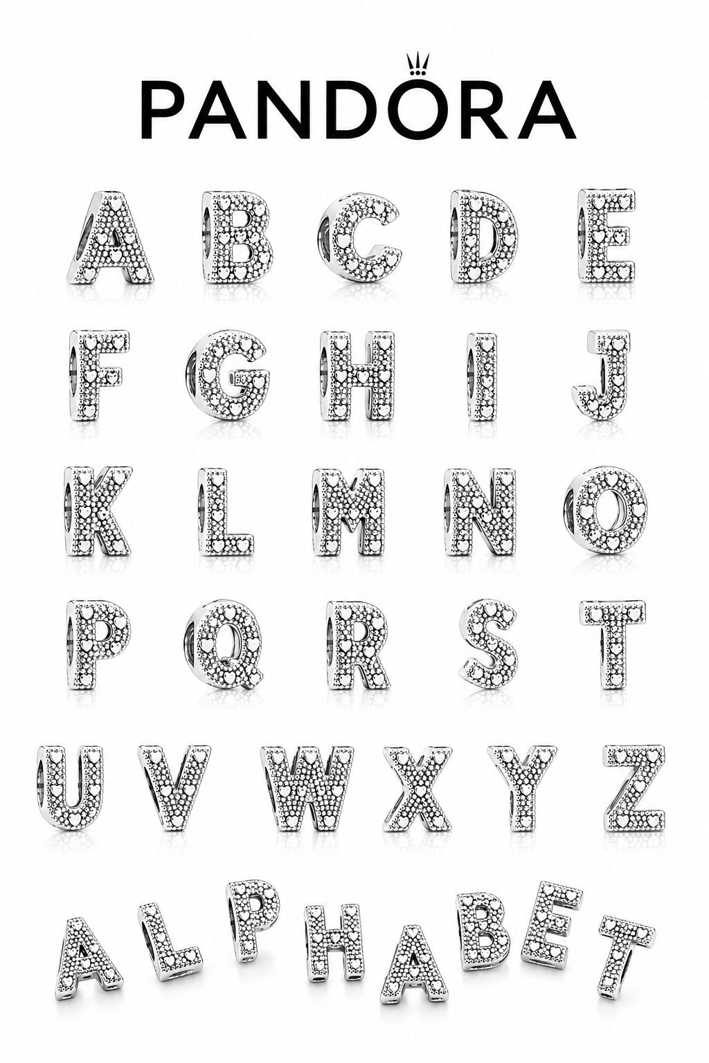 Silver letters charms