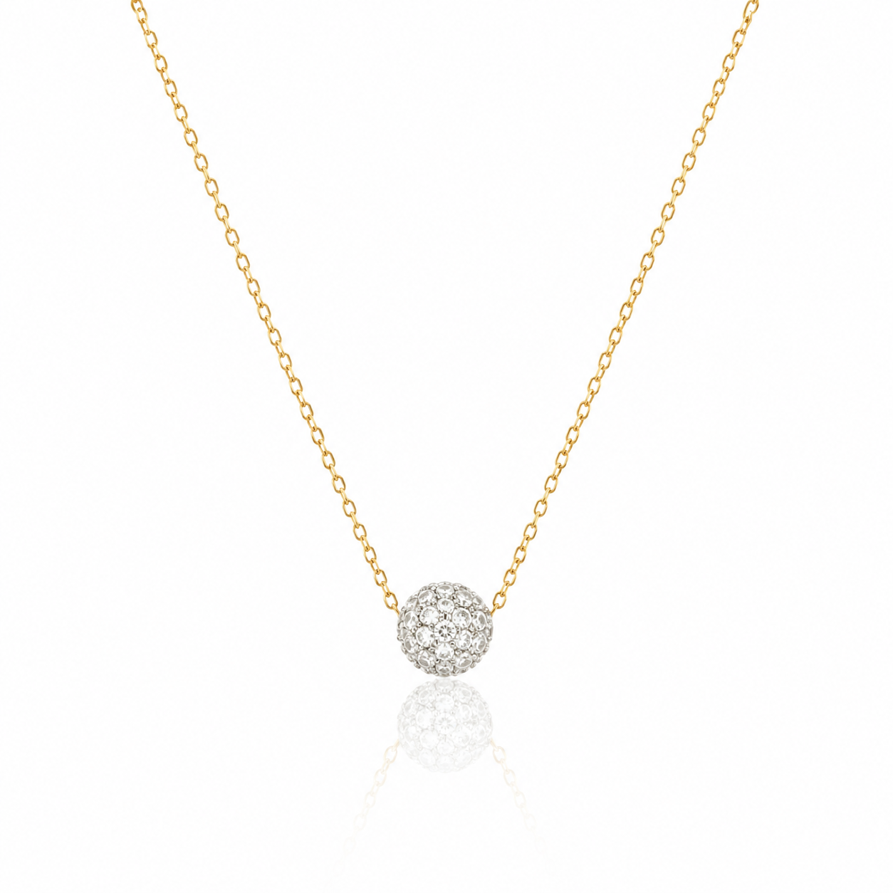 14k solid gold ball necklace