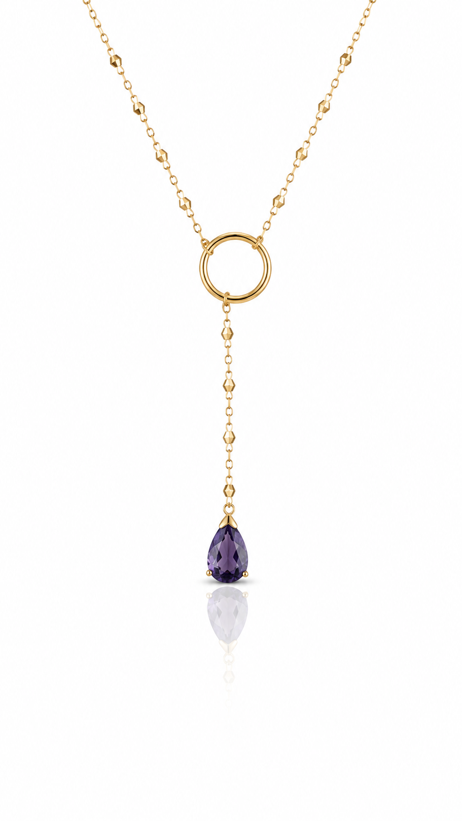 14k solid gold one drop amethyst
